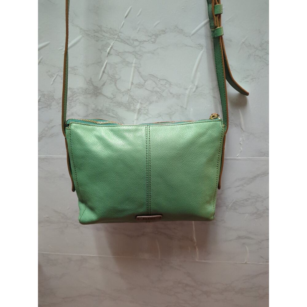 Fossil Heritage Green Pebbled Leather Crossbody Bag Travel Lightweight - Picture 3 of 11